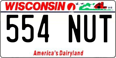 WI license plate 554NUT