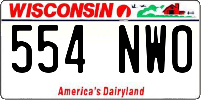 WI license plate 554NWO