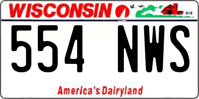 WI license plate 554NWS