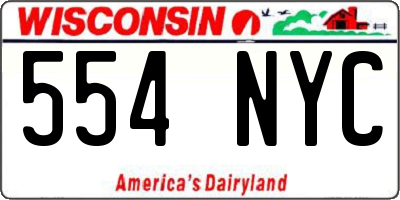 WI license plate 554NYC