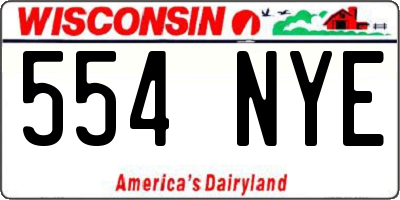 WI license plate 554NYE