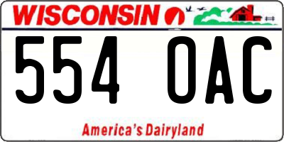 WI license plate 554OAC