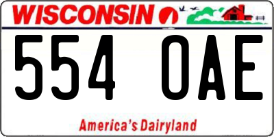 WI license plate 554OAE