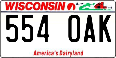 WI license plate 554OAK