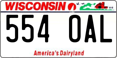 WI license plate 554OAL