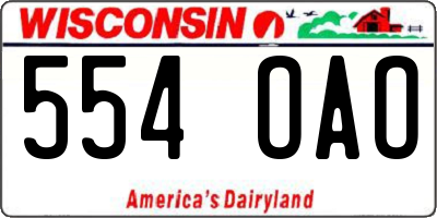 WI license plate 554OAO