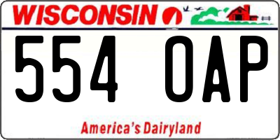 WI license plate 554OAP