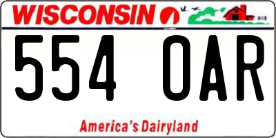 WI license plate 554OAR