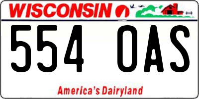 WI license plate 554OAS