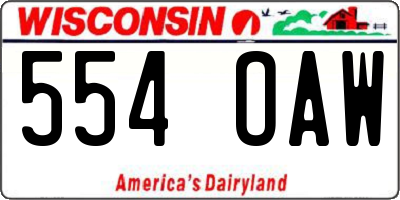 WI license plate 554OAW