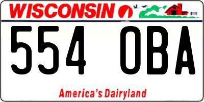 WI license plate 554OBA