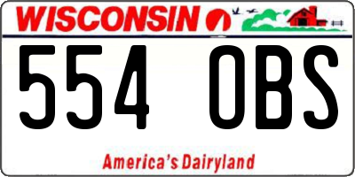 WI license plate 554OBS
