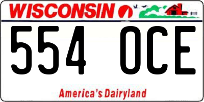WI license plate 554OCE