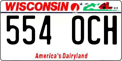 WI license plate 554OCH