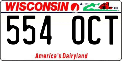WI license plate 554OCT