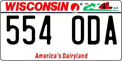 WI license plate 554ODA