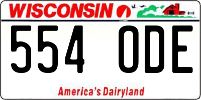WI license plate 554ODE