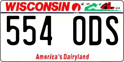 WI license plate 554ODS