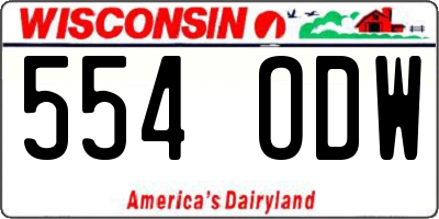 WI license plate 554ODW