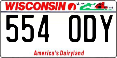 WI license plate 554ODY