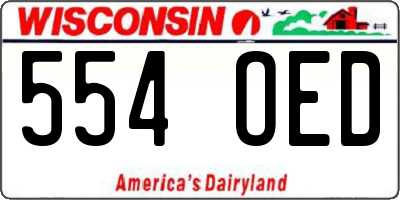 WI license plate 554OED