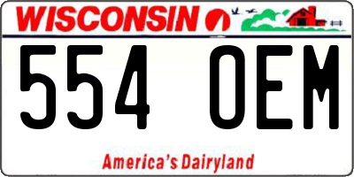 WI license plate 554OEM