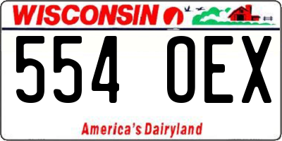 WI license plate 554OEX