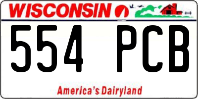 WI license plate 554PCB