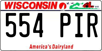 WI license plate 554PIR