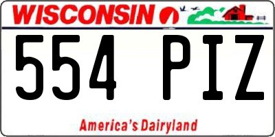 WI license plate 554PIZ