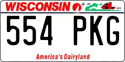 WI license plate 554PKG
