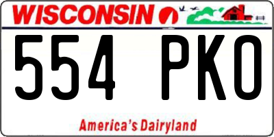 WI license plate 554PKO