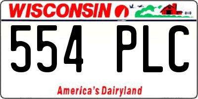 WI license plate 554PLC