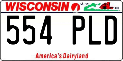 WI license plate 554PLD