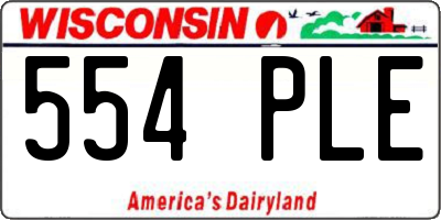 WI license plate 554PLE