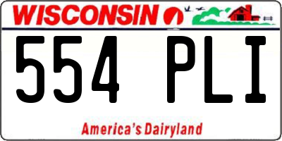 WI license plate 554PLI