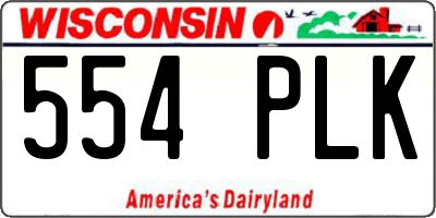 WI license plate 554PLK