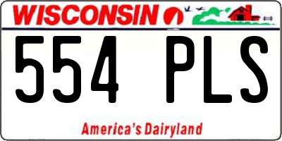 WI license plate 554PLS