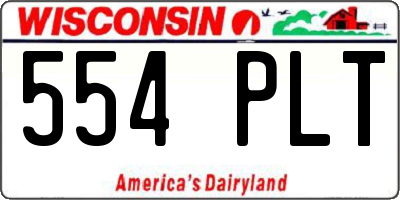 WI license plate 554PLT