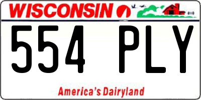 WI license plate 554PLY