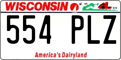 WI license plate 554PLZ