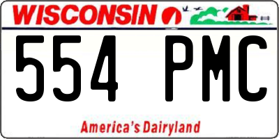 WI license plate 554PMC