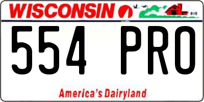 WI license plate 554PRO