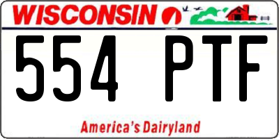 WI license plate 554PTF