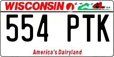 WI license plate 554PTK