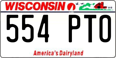 WI license plate 554PTO