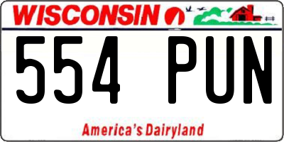WI license plate 554PUN