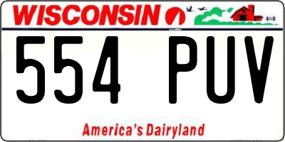 WI license plate 554PUV