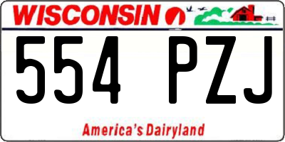 WI license plate 554PZJ