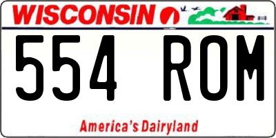 WI license plate 554ROM